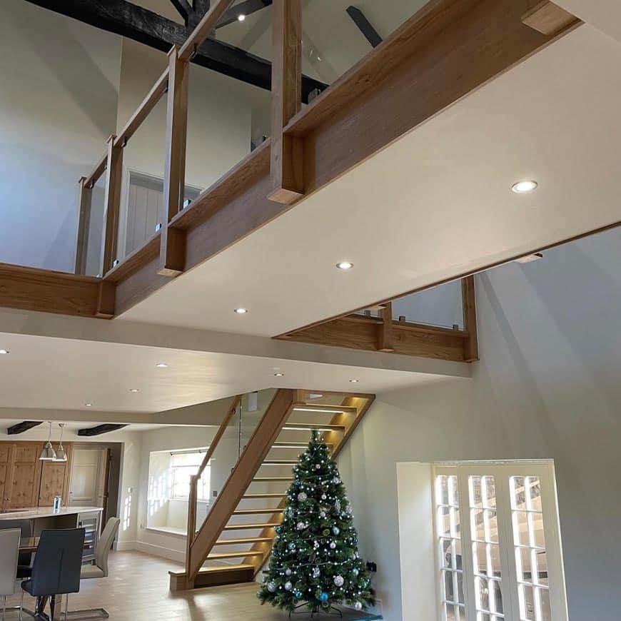 Glass Wood Framed Staircase